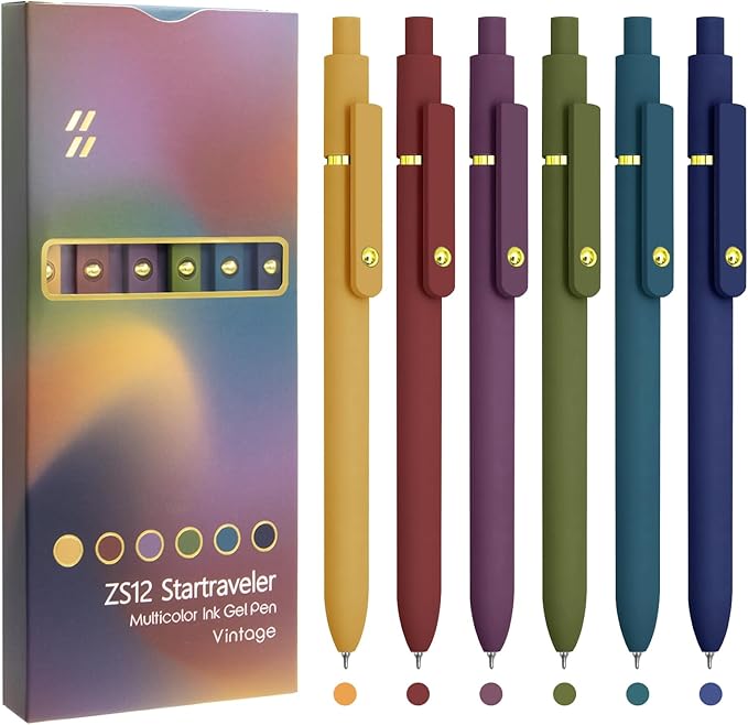 Colorful Pens, 6 Pcs Colored Pens Fine Point